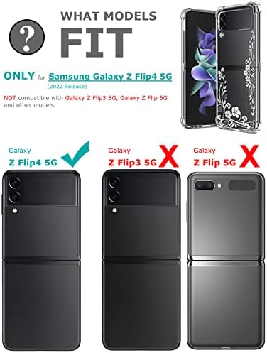 GREATRULY Virágos Egyértelműen a Galaxy Z Flip 4 a Nők/Lányok,Szép hátlapot a Samsung Galaxy Z Flip4 5G,Virág Design Slim