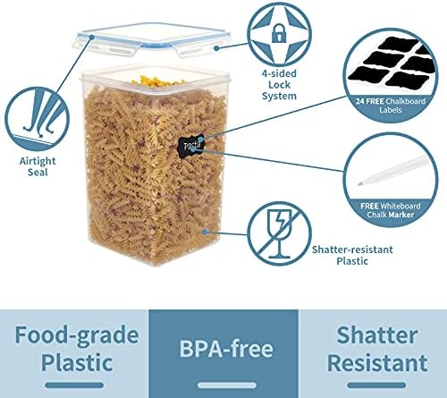 Luvan Készlet 4 Nagy Élelmiszer-Tároló Tartályok 6.5 L / 220oz, BPA Mentes Műanyag Légmentes Élelmiszer-Tároló Tartályok