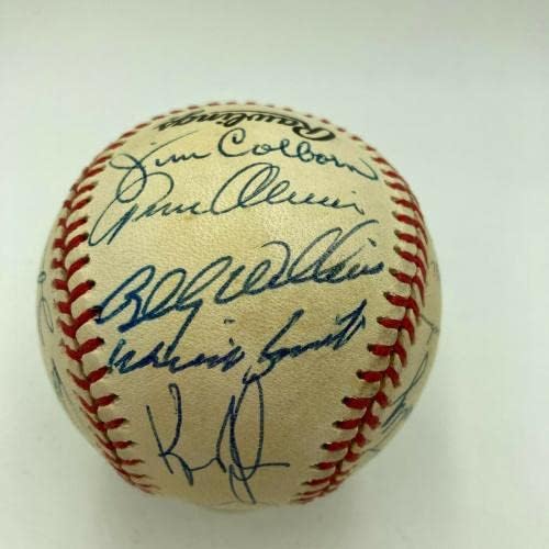 1969 Chicago Cubs Csapat Aláírt Baseball Ernie Bankok Billy Williams Santo SZÖVETSÉG COA - Dedikált Baseball