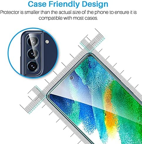 LK [5-in-1] 2 Csomag Samsung Galaxy S21 FE képernyővédő fólia & 2 Csomag Lencse Védő a S21 FE Igazítás Keret, 9H Edzett Üveg,