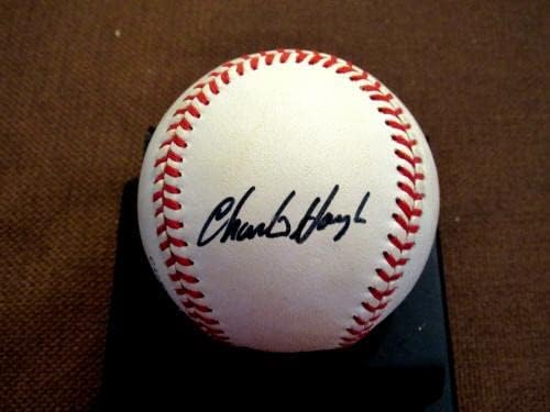 Charlie Hough Texas Rangers Hof Marlins Dobó Aláírt Auto Nl Baseball Szövetség Bázis - Dedikált Baseball