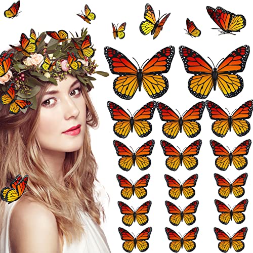 60 Db 4 Méret Monarch Butterfly Haj Klipek 3D Szimuláció Butterflyr Haj Hajcsat Pillangó Fejfedőt Klipek a Nők, Lányok (60
